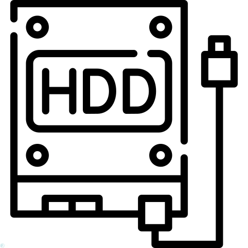 دانلود آیکون هارد درایو HDD (استایل خطی مشکی) با فرمت PNG