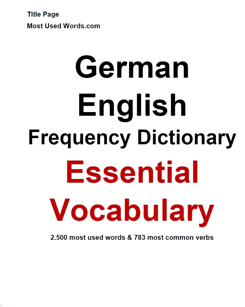 دانلود PDF کتاب German English Frequency Dictionary - Essential Vocabulary 2500 Most Used Words 783 Most Common Verbs