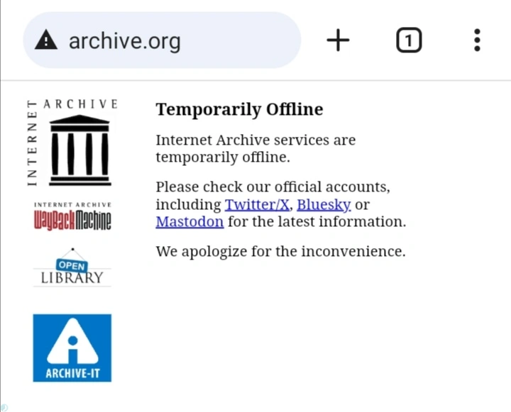 اینترنت آرکایو خارج از دسترس
