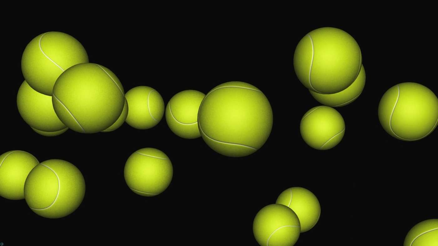 دانلود فوتیج ویدیویی پرش توپ های تنیس (موشن گرافیک)