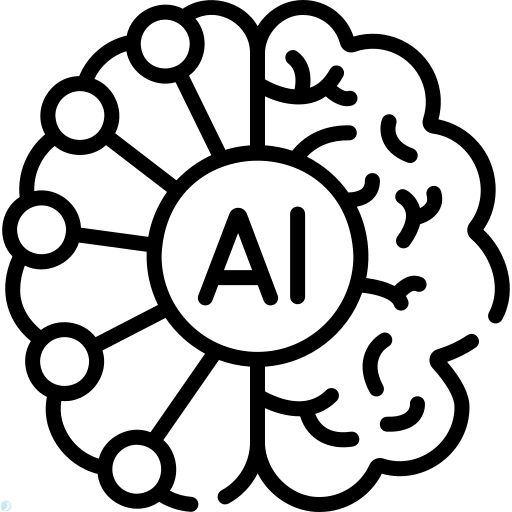 دانلود آیکون هوش مصنوعی (استایل خطی مشکی) با فرمت PNG