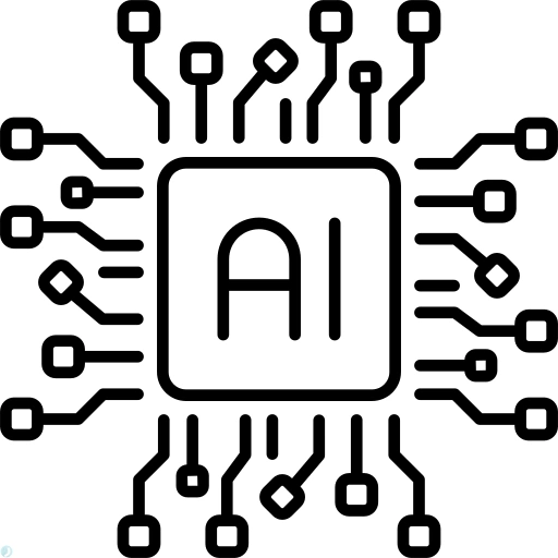دانلود آیکون هوش مصنوعی (استایل خطی مشکی) با فرمت PNG