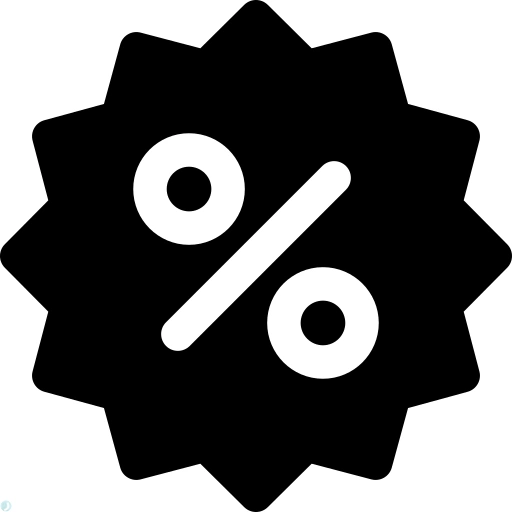 دانلود آیکون تخفیف (استایل توپر مشکی) با فرمت PNG