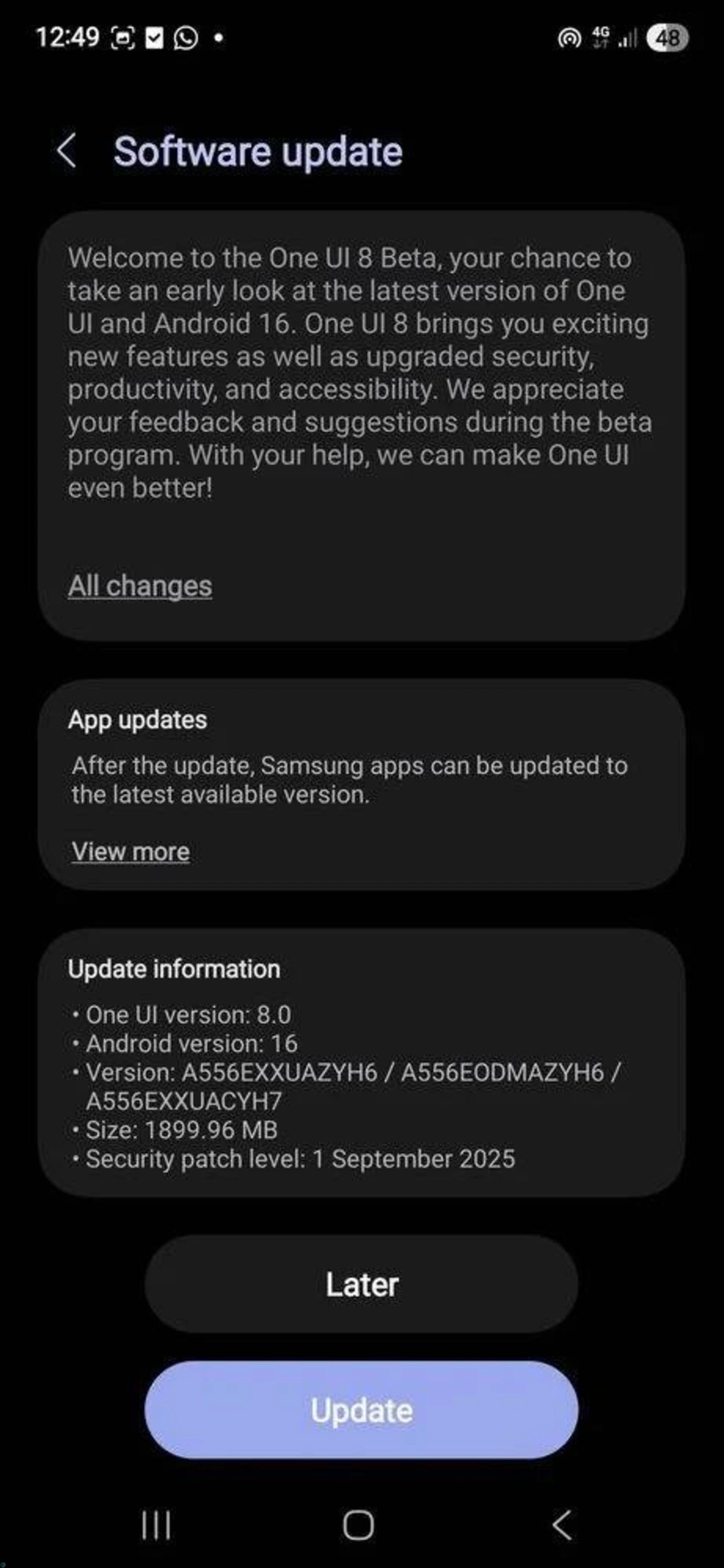 اطلاعات آپدیت آزمایشی One UI 8 سامسونگ
