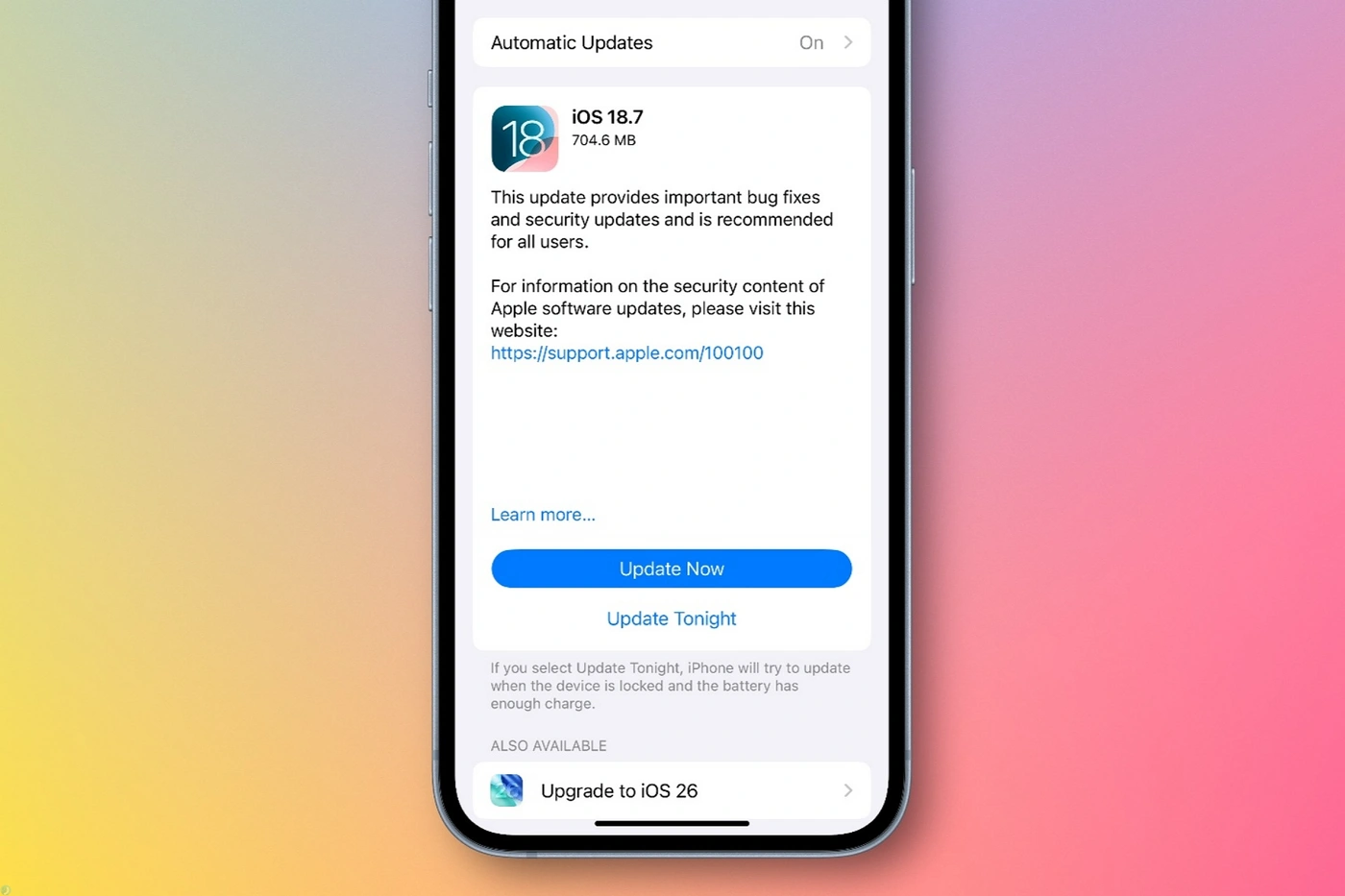 همزمان‌با iOS 26، آپدیت iOS 18.7 هم منتشر شد