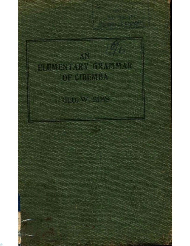 دانلود کتاب An Elementary Grammar of Cibemba (نسخه PDF)