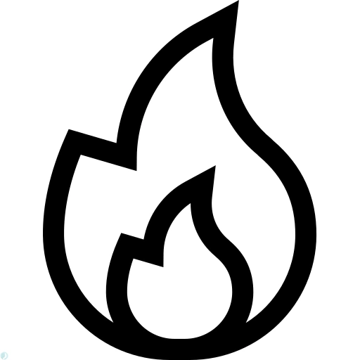 دانلود آیکون آتش (استایل خطی مشکی) با فرمت PNG