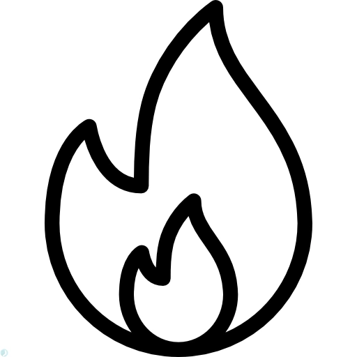 دانلود آیکون آتش (استایل خطی مشکی) با فرمت PNG