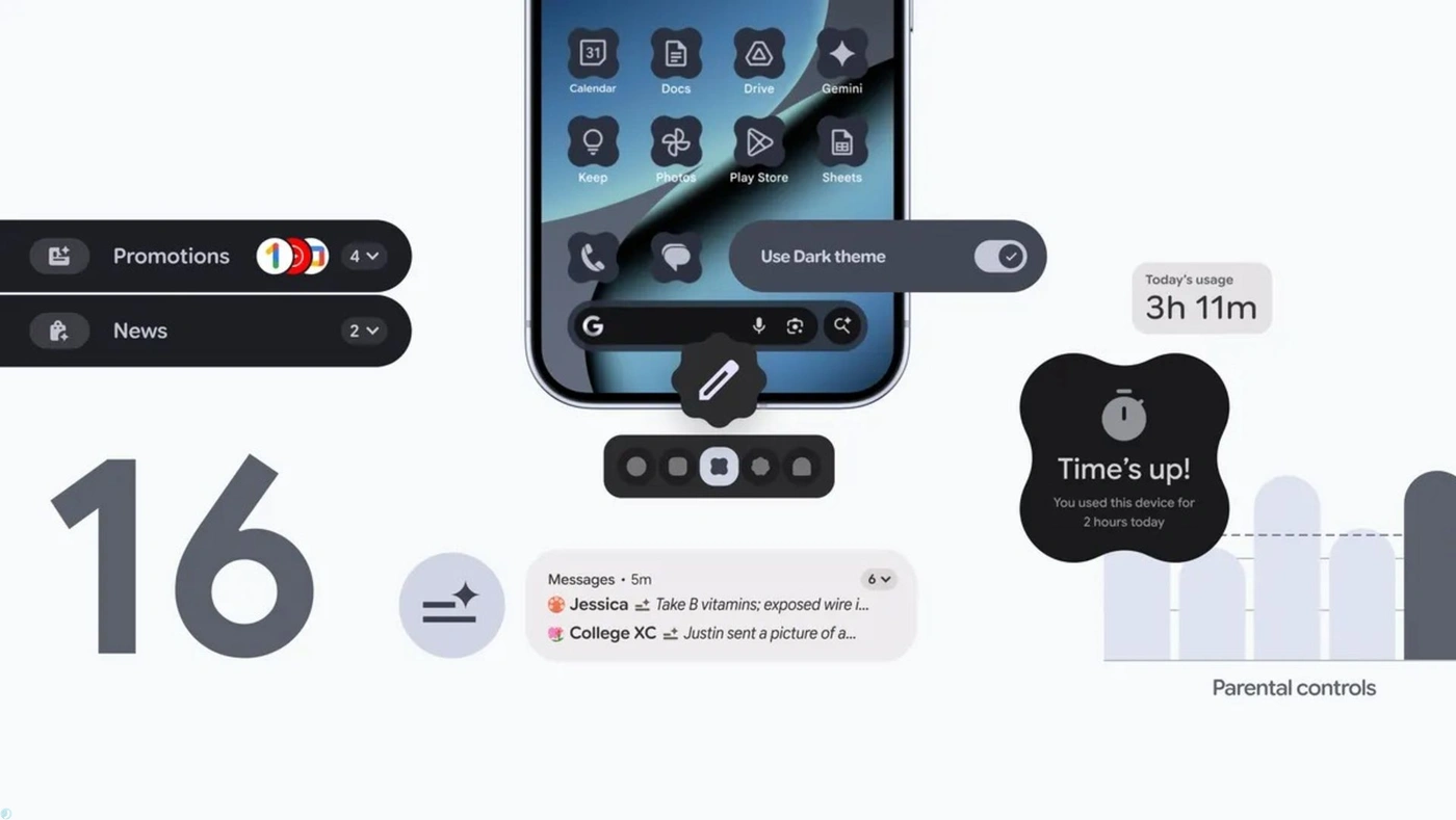 قابلیت‌های اندروید ۱۶ به شکل گرافیکی اطراف گوشی پیکسل