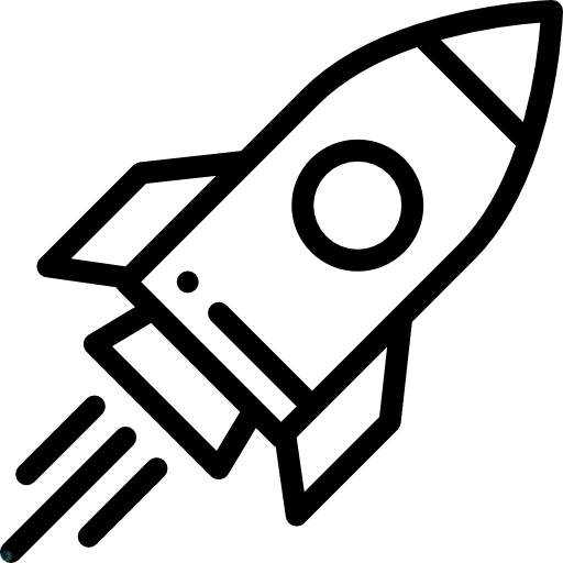 دانلود آیکون موشک (استایل خطی مشکی) با فرمت PNG