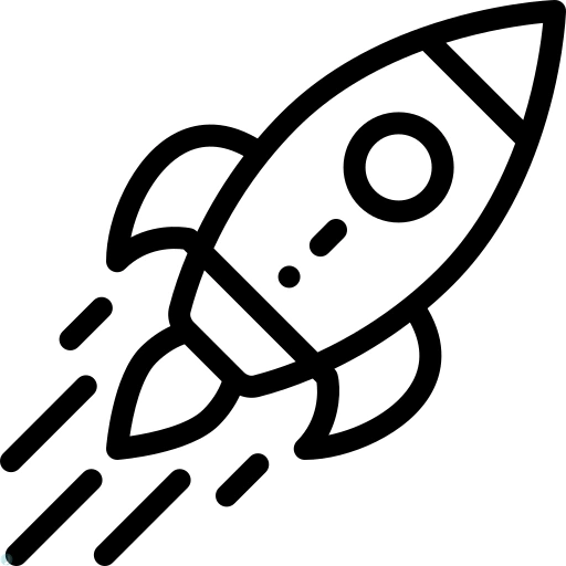 دانلود آیکون موشک (استایل خطی مشکی) با فرمت PNG