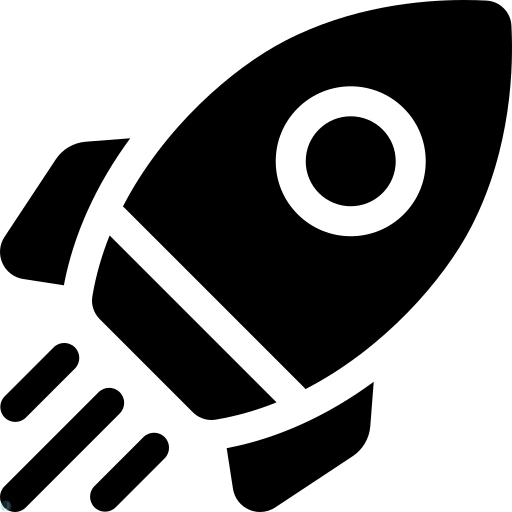 دانلود آیکون موشک (استایل توپر مشکی) با فرمت PNG