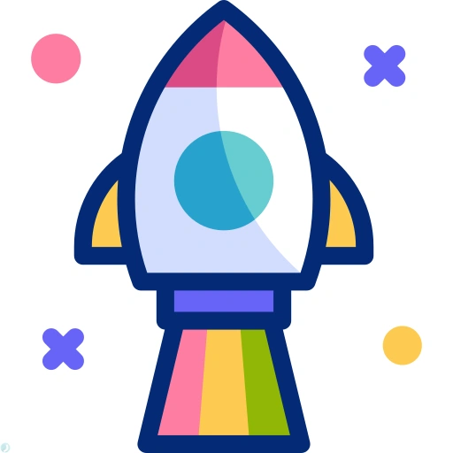 دانلود آیکون موشک (استایل خطی رنگی) با فرمت PNG