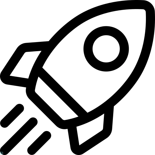 دانلود آیکون موشک (استایل خطی مشکی) با فرمت PNG