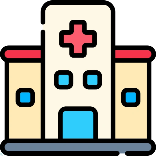 دانلود آیکون بیمارستان (استایل خطی رنگی) با فرمت PNG