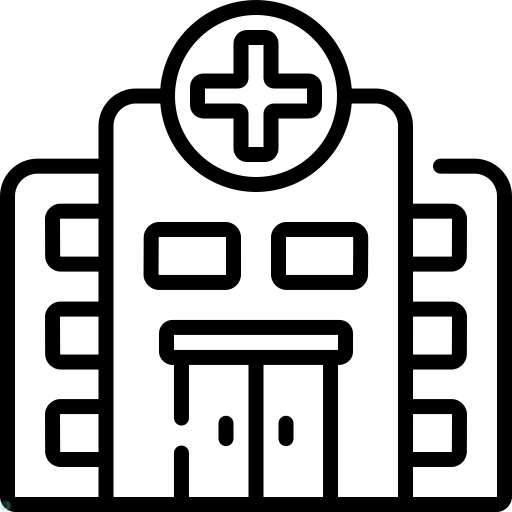 دانلود آیکون بیمارستان (استایل خطی مشکی) با فرمت PNG