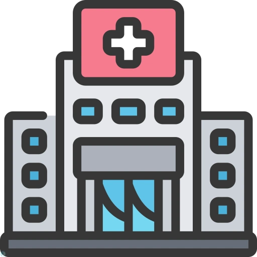 دانلود آیکون بیمارستان (استایل خطی رنگی) با فرمت PNG