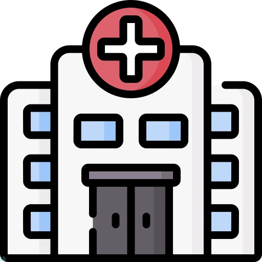 دانلود آیکون بیمارستان (استایل خطی رنگی) با فرمت PNG