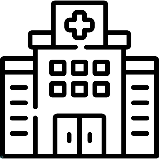 دانلود آیکون بیمارستان (استایل خطی مشکی) با فرمت PNG