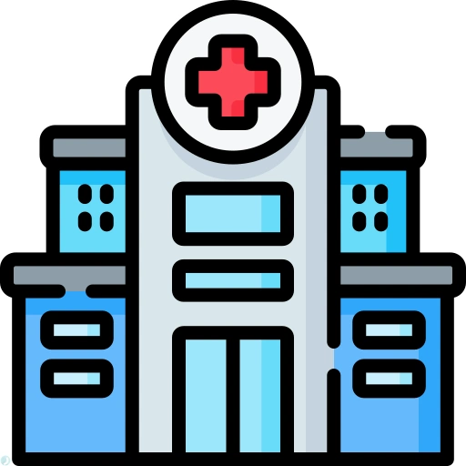 دانلود آیکون بیمارستان (استایل خطی رنگی) با فرمت PNG