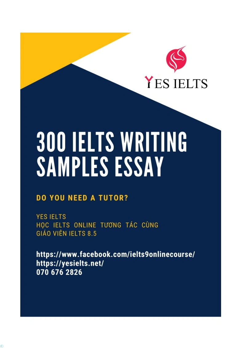 دانلود کتاب 300 IELTS Writing Samples Essay -- YES IELTS (نسخه PDF)