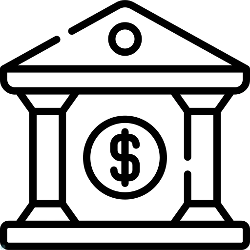 دانلود آیکون بانک (استایل خطی مشکی) با فرمت PNG