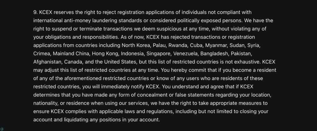 کشورهای تحت تحریم KCEX