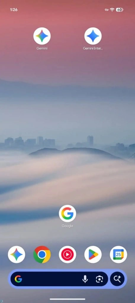 اپ نصب شده Gemini Enterprise