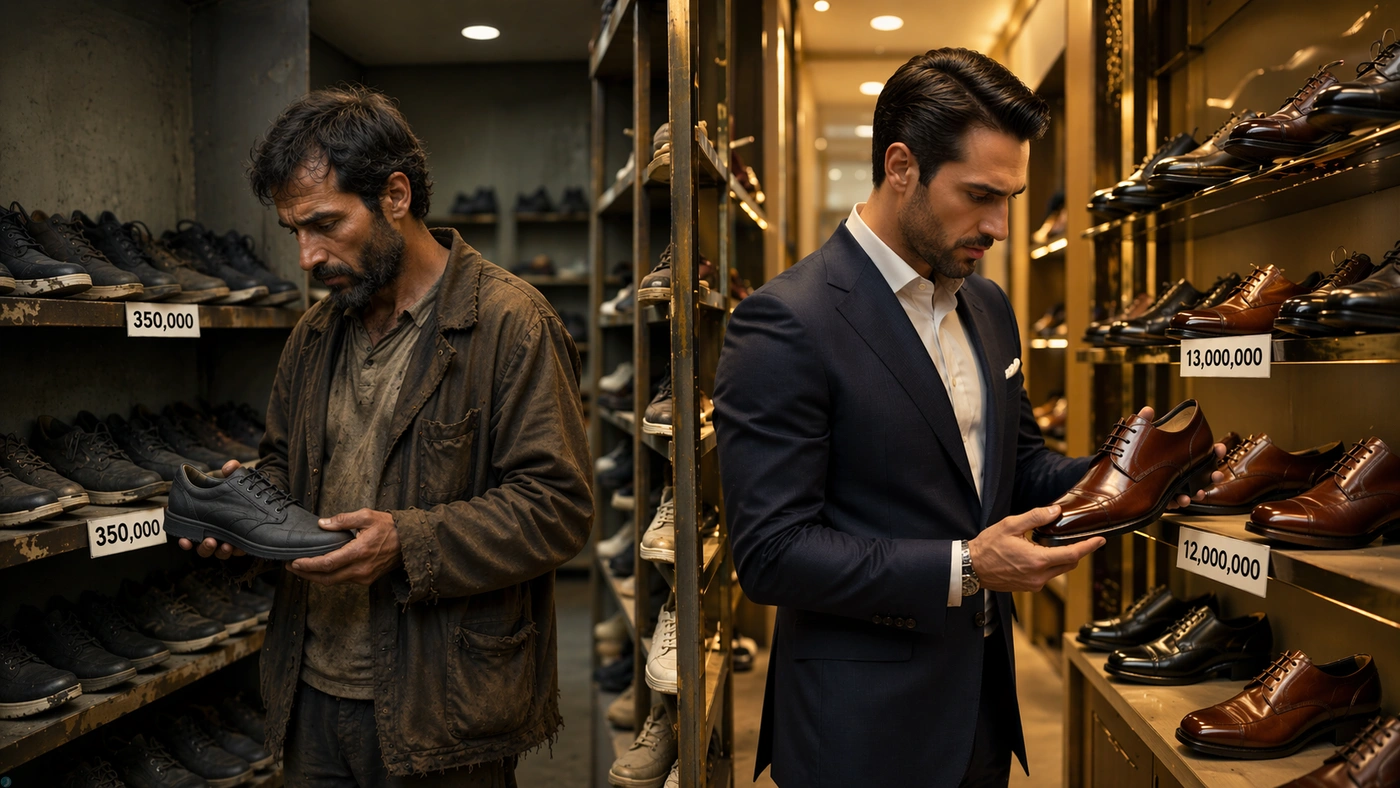 نگاه متفاوت فقیر و ثروتمند به یک جفت کفش