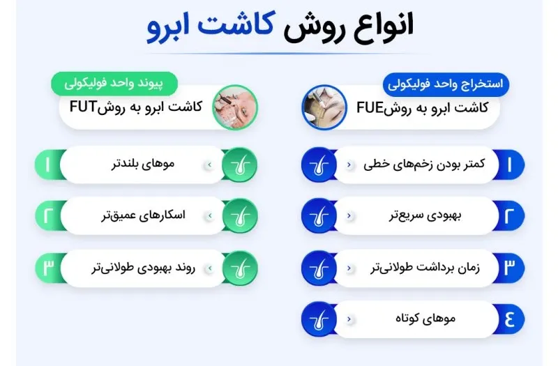 اینفوگرافی انواع روش‌های کاشت ابرو