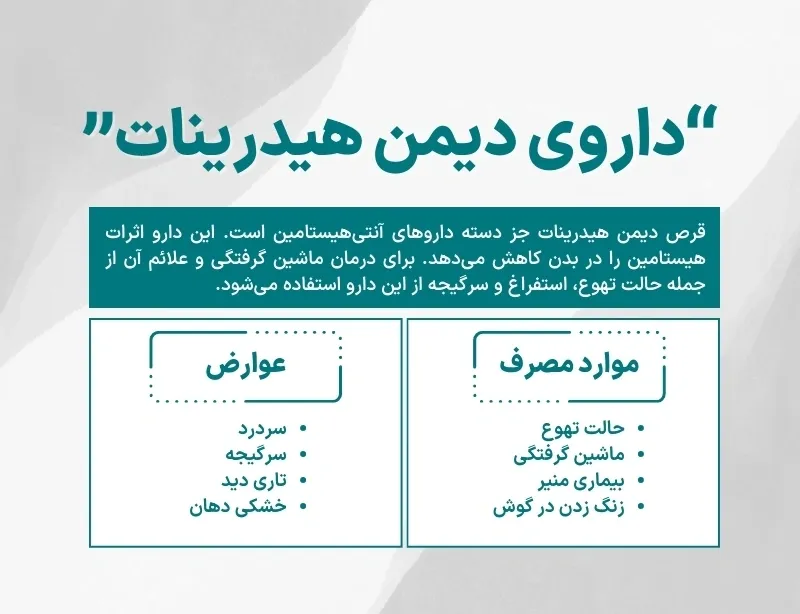 اینفوگرافی داروی دیمن هیدرینات