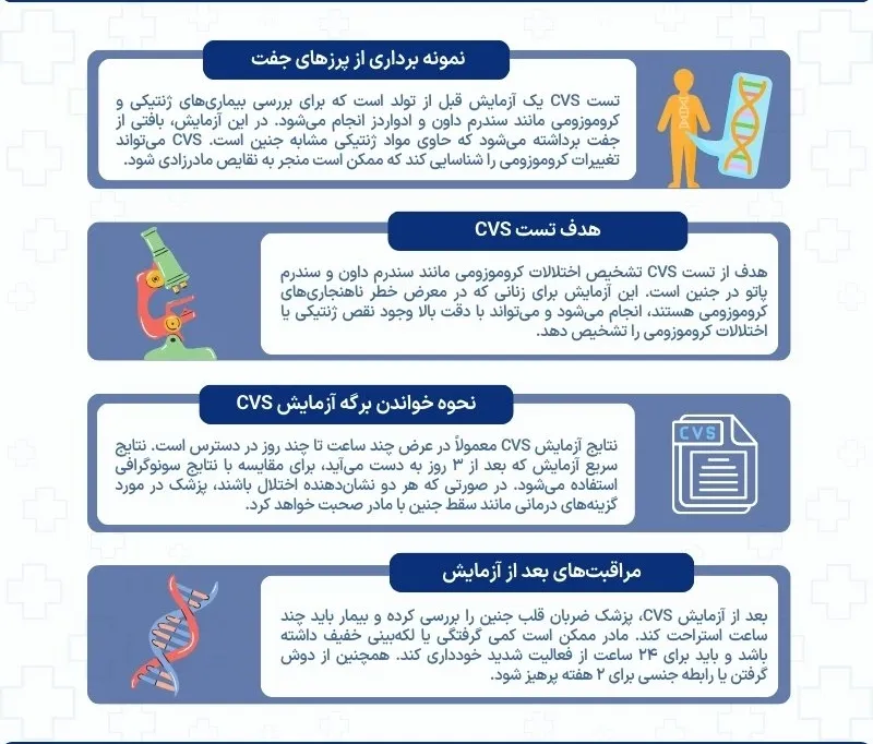 اینفوگرافی تست نمونه‌برداری از پرزهای جفت (CVS) 
