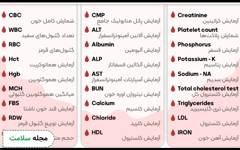 اصطلاحات چکاپ کامل بدن