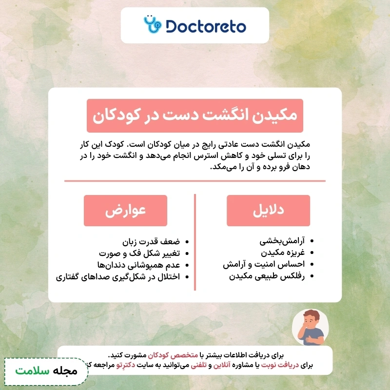 اینفوگرافی مکیدن انگشت دست در کودکان
