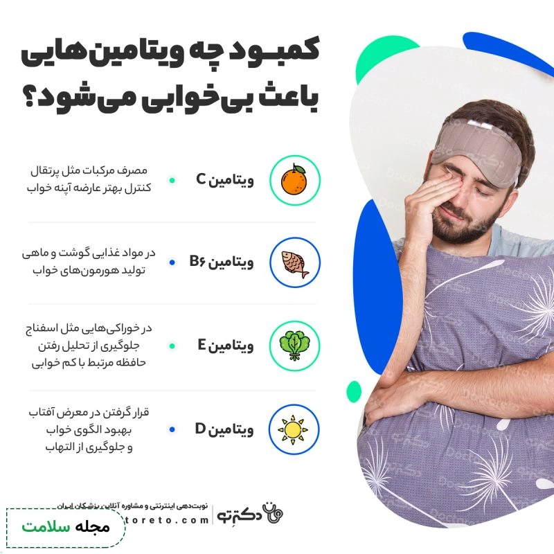 اینفوگرافی کمبود ویتامین و بی خوابی