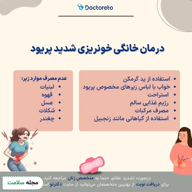 اینفوگرافی درمان خونریزی زیاد در پریودی