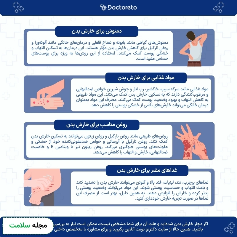 اینفوگرافی درمان خانگی خارش بدن
