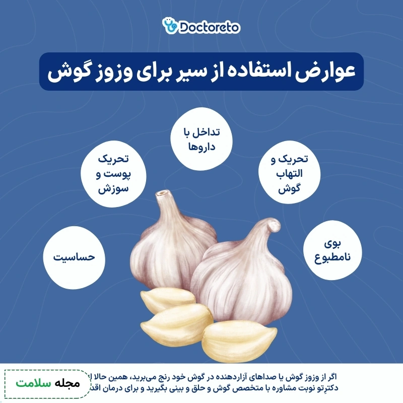 اینفوگرافی درمان وزوزگوش با سیر
