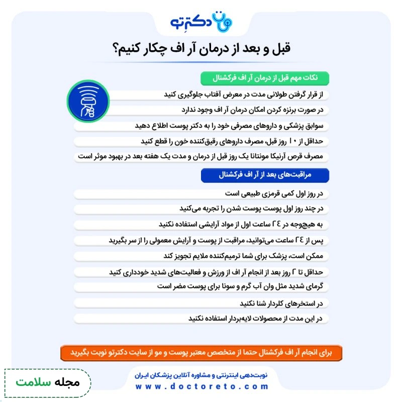اینفوگرافی راه های مراقب بعد از لیزر فرکشنال