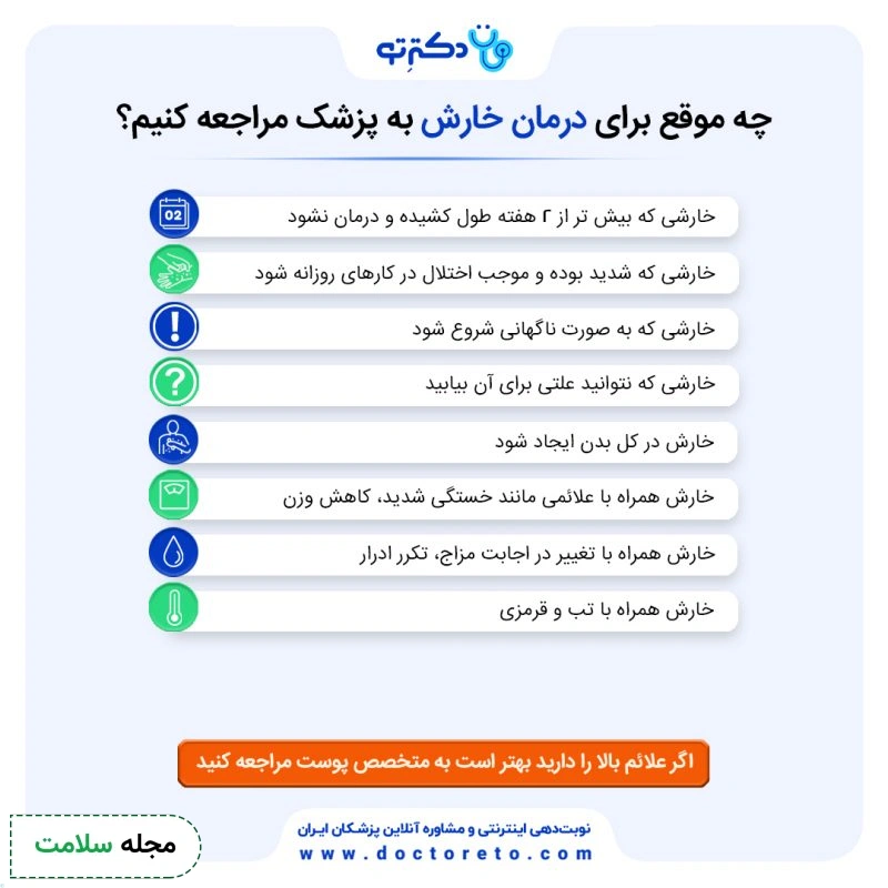 اینفوگرافی مراجعه به پزشک برای خارش پوست