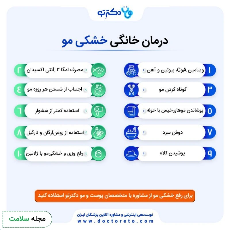 اینفوگرافی درمان خانگی خشکی مو