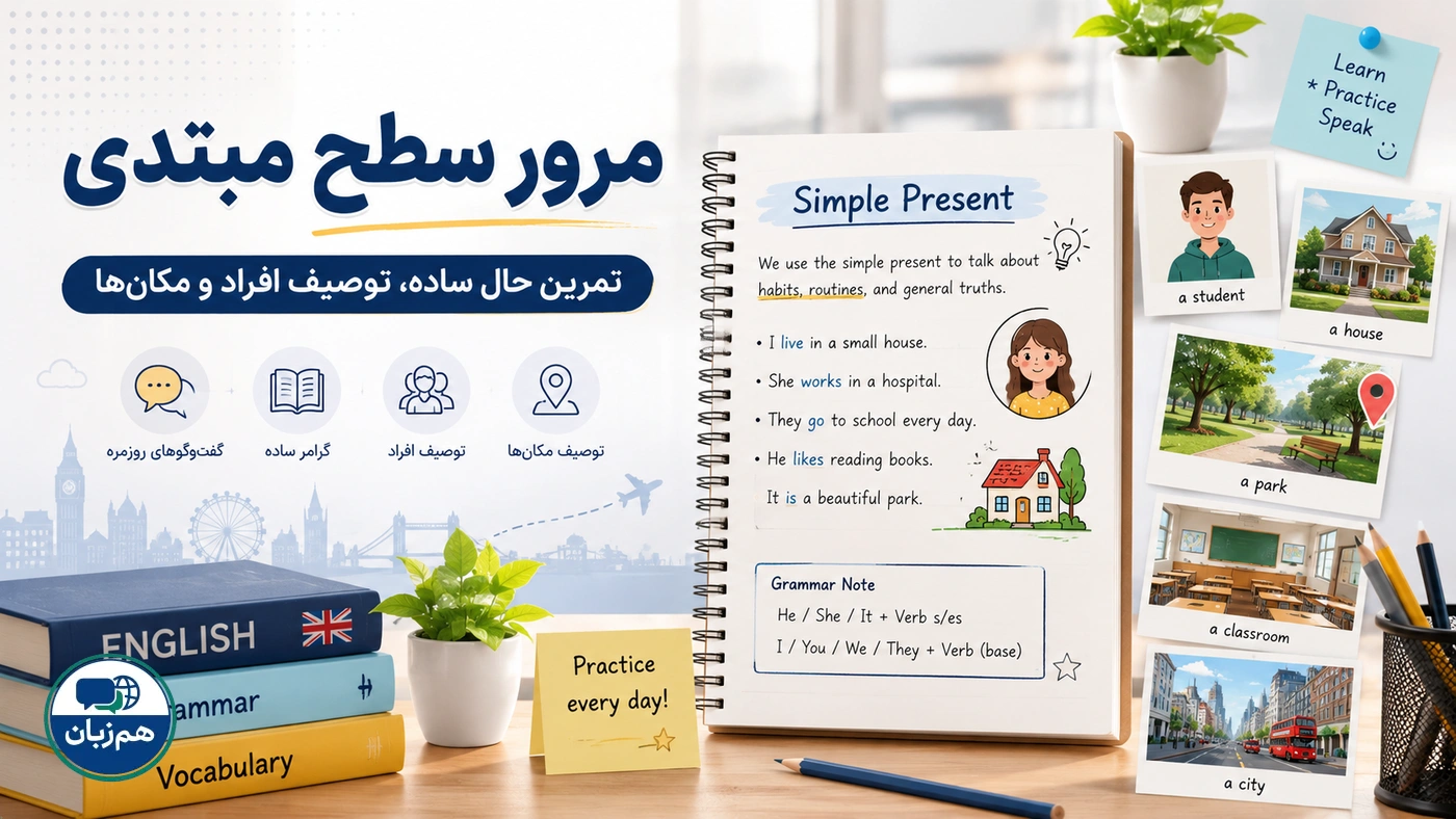مرور سطح مبتدی؛ تمرین حال ساده، توصیف افراد و مکان‌ها