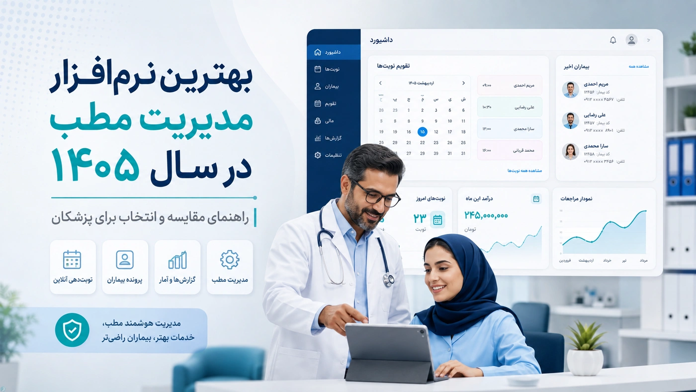 بهترین نرم‌افزار مدیریت مطب در سال 1405؛ راهنمای مقایسه و انتخاب برای پزشکان